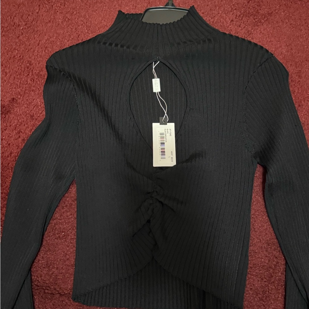 Elegant Black Ribbed Women's Top (ASTR, with tags)